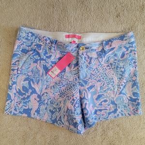 NWT Lilly Pulitzer Callahan Knit Shorts Boca Blue Sea What I Sea Size 12